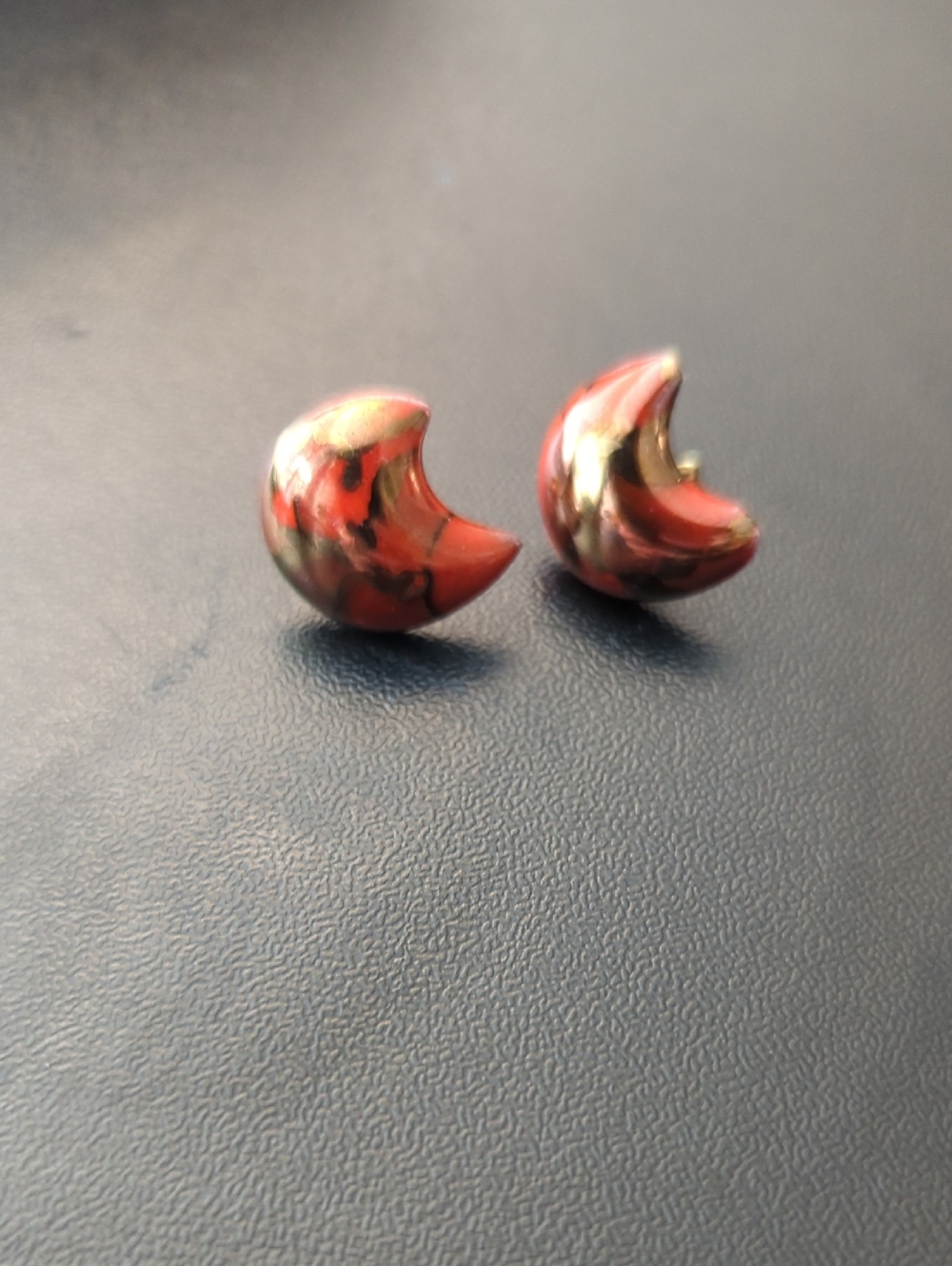 Vintage 90s Crescent Moon Ceramic Earrings